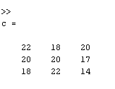 c = [22 18 20; 20 20 17; 18 22 14]
