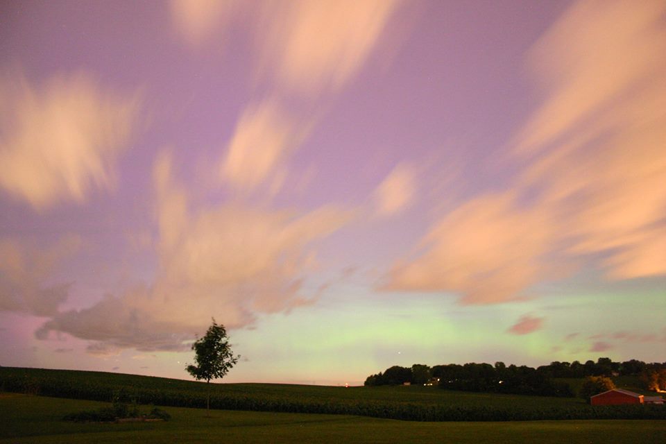 Auroras seen from Madison Wisconsin on June 22, 2015.  Photo by Jerry Zhu