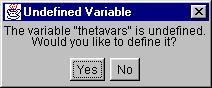 Undefined Variable Dialog
