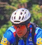 Closeup of Kent in a bike race