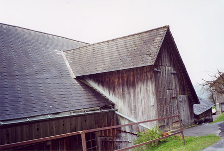 Wenger house, closeup of barn entrance