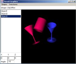 A screen capture of the
Java3d program