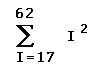 the Sum of the square of the integers from 17 to 62