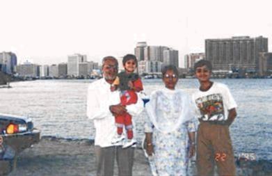 From L-R; my father, and nephew in my father's hand, mother and brother, in Deira Dubai, UAE.