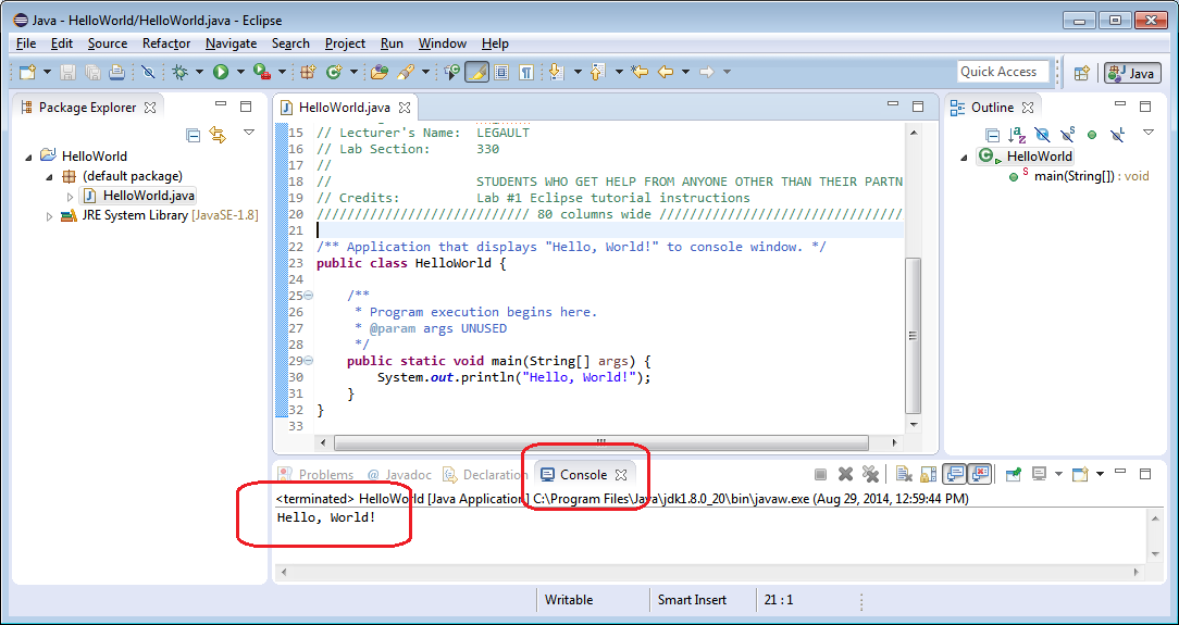 Eclipse IDE: Building and Running a Project