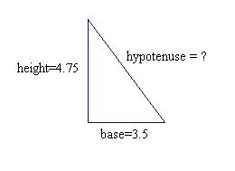 Right triangle with height=4.75 and base=3.5