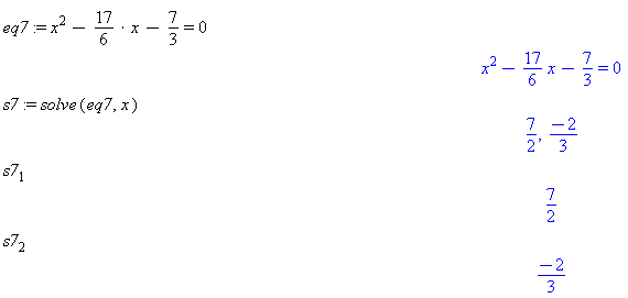 values of x that solve eq7 are 7/2 and -3/2