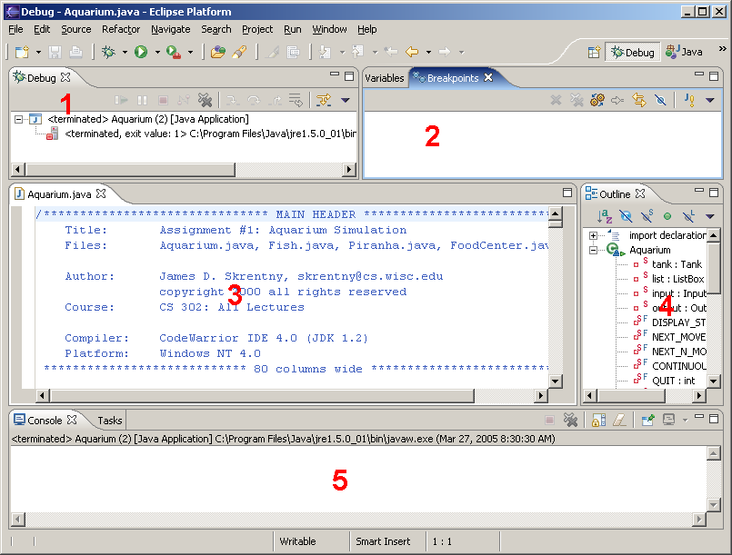 Sample debug perspective