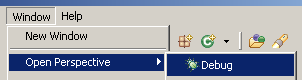 Select Window --> Open Perspective --> Debug from the menu bar.