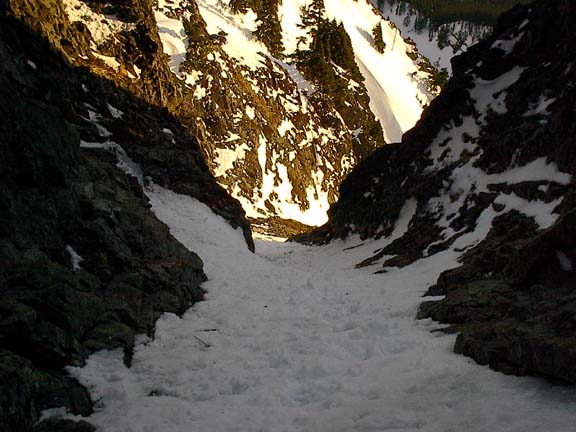 The first descent gully, looking down