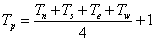 Formula for point, p: Tp=(Tn+Ts+Te+Tw)4+1