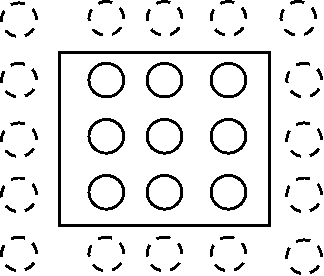 A 3x3 plate with a border of fictitious points.  (really, it is 5x5)