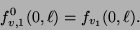 \begin{displaymath}f_{v, 1}^{0}(0, \ell) = f_{v_1}(0, \ell).\end{displaymath}