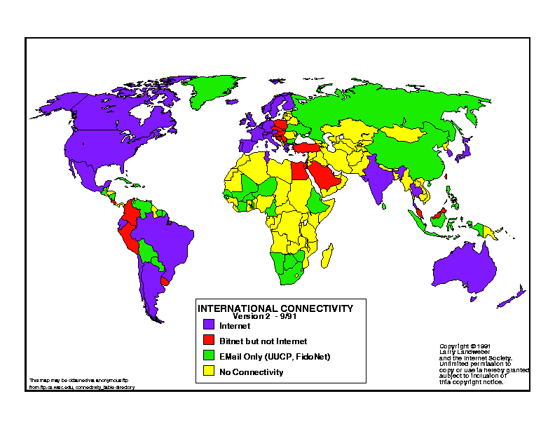 1991年世界互联网地图