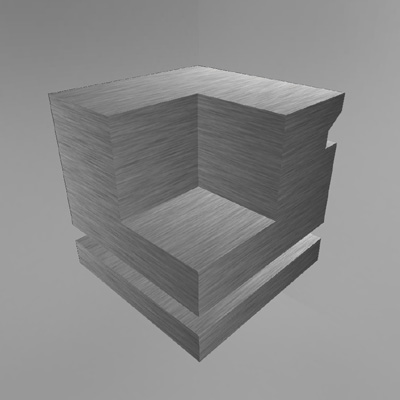 Cutbox, textured and environment mapped