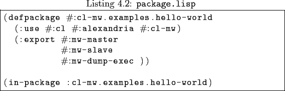 \begin{lisp}[caption=\texttt{package.lisp}\xspace ]
(defpackage  ...