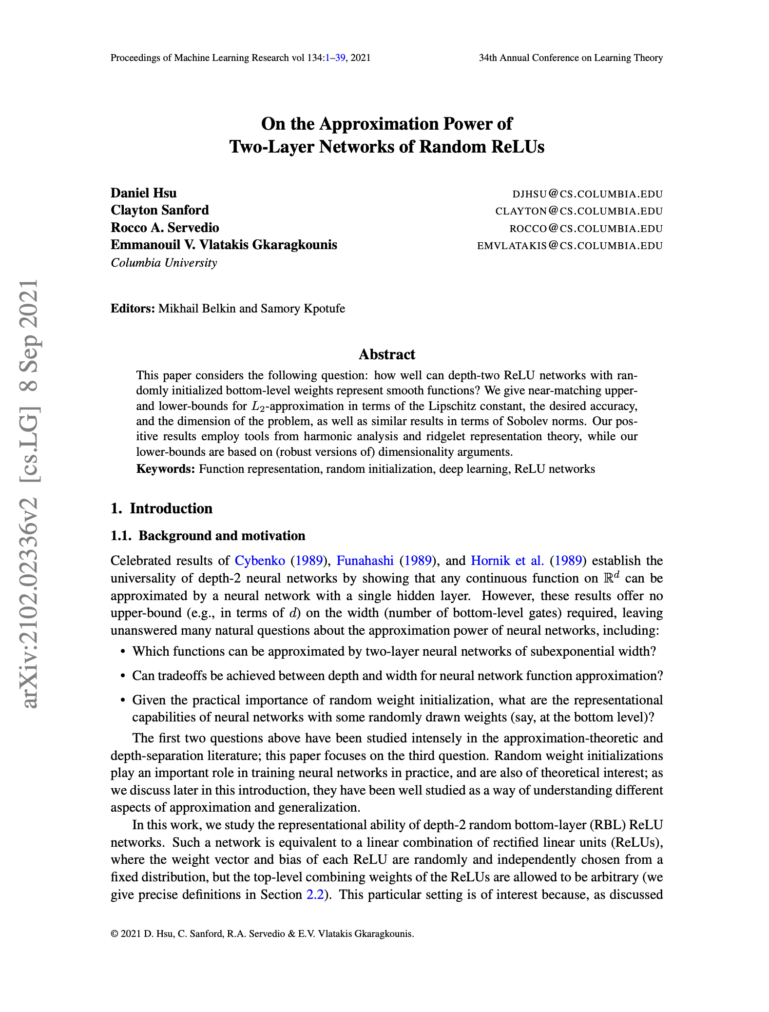 On the Approximation Power of Two-Layer Networks of Random ReLUs