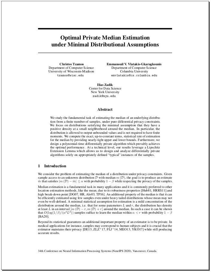 Optimal Private Median Estimation under Minimal Distributional Assumptions