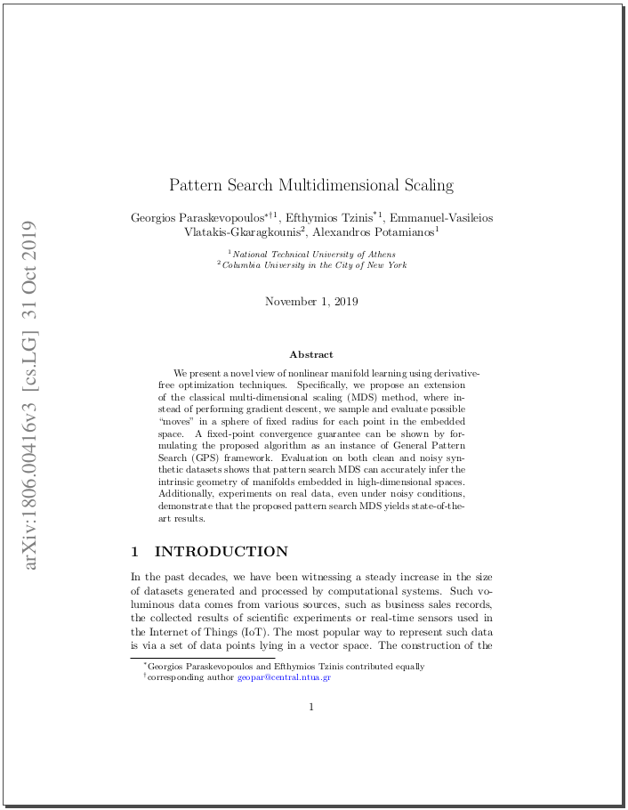 Pattern Search Multidimensional Scaling