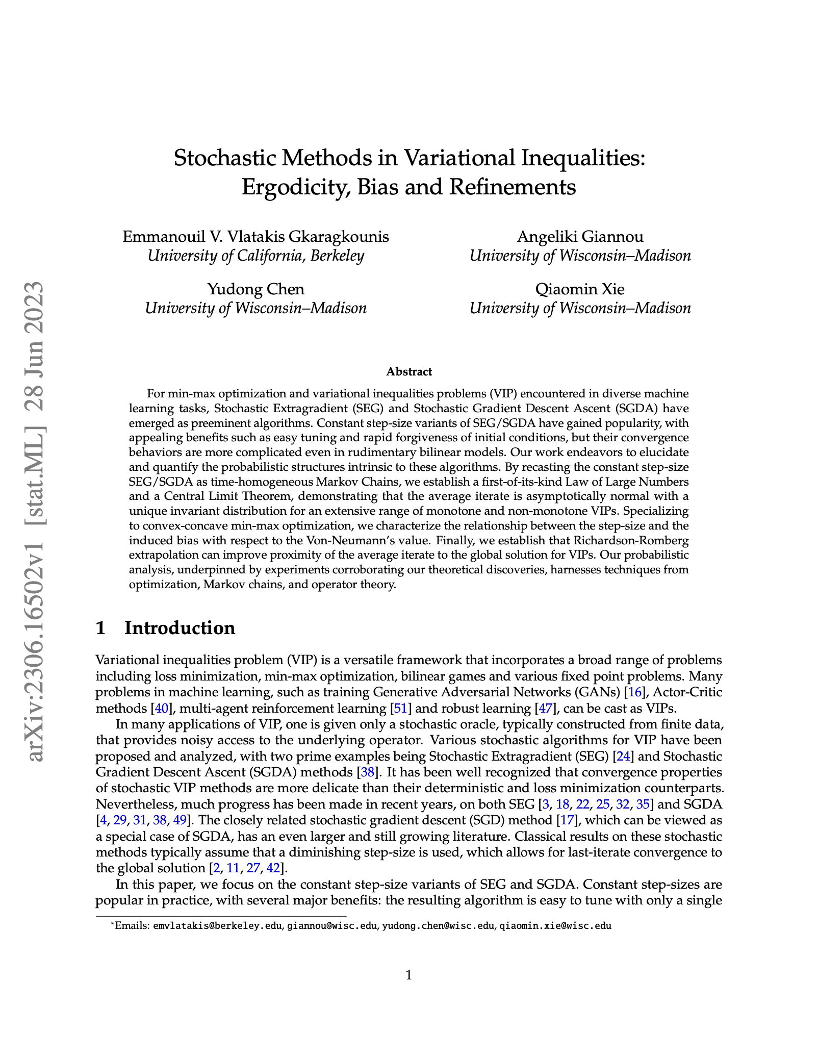 Stochastic Methods in Variational Inequalities: Ergodicity, Bias and Refinements